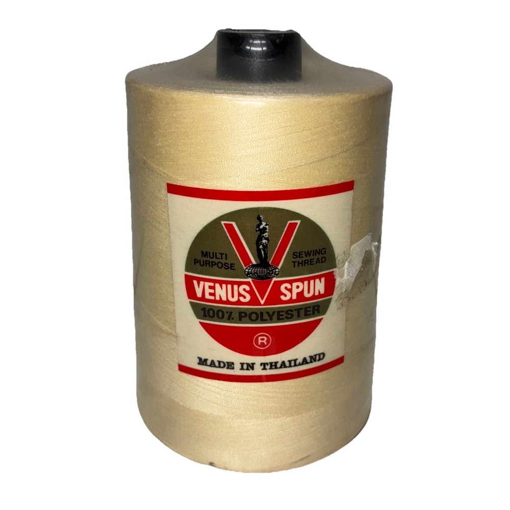 Venus Spun‎ Sewing Thread 100% Polyester Yellow Cream Thailand Vintage